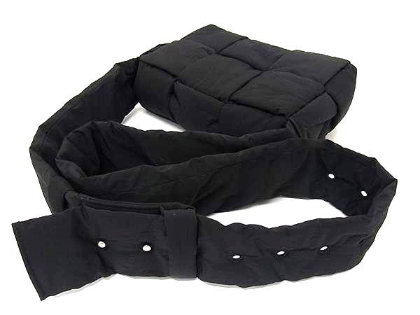 Bottega Veneta Maxi Intrecciato Nylon Cross Body Shoulder Bag Black Ff8842