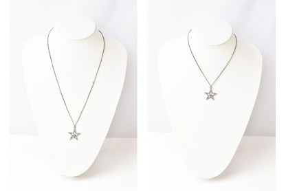Chanel Necklace Pendant Star Motif Coco Mark CC Chrome Silver Rhinestone 230909