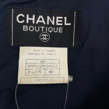 Chanel 96P Coco Button Setup Jacket Dress Wool Navy Size 40