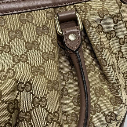 Gucci Handbag Sookie GG Pattern 247902 Beige Dark Brown And Purple Leather