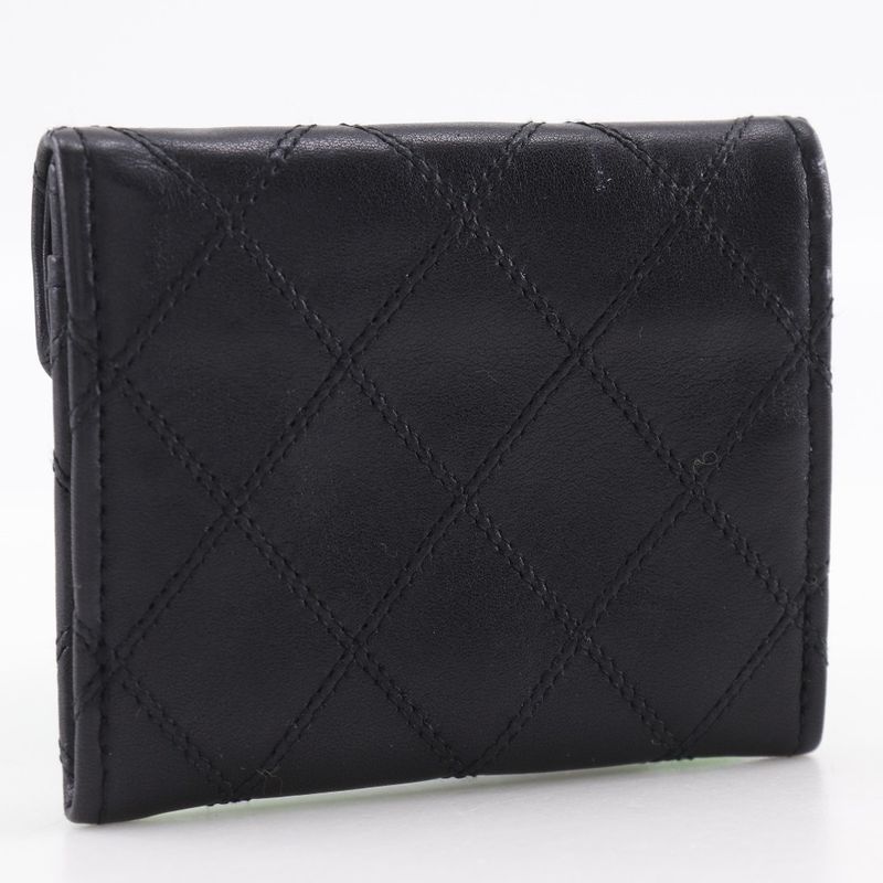 Chanel Bicolore Coco Mark Calf Black Ladies Coin Case