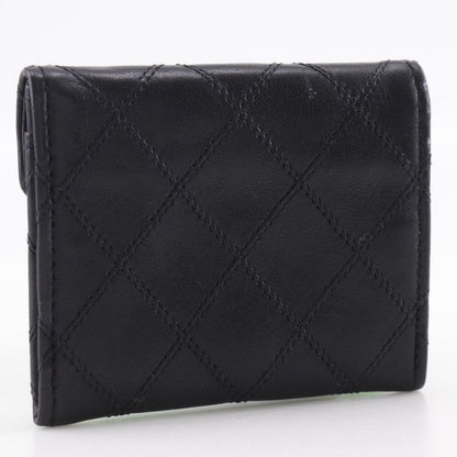 Chanel Bicolore Coco Mark Calf Black Ladies Coin Case