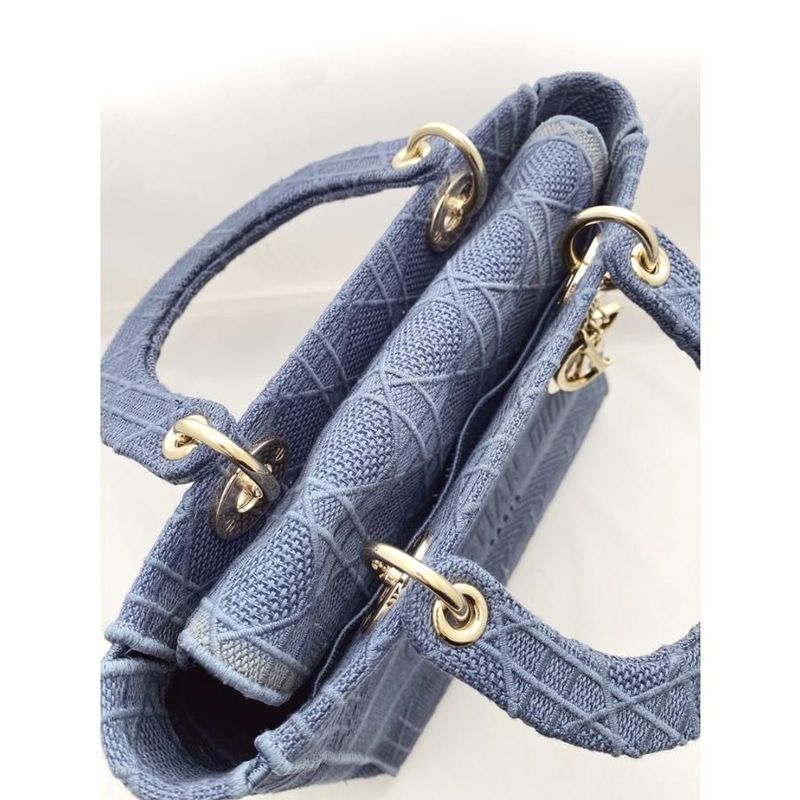 Dior Cannage Lady D-Lite Medium Bag Denim Navy Bu Dior