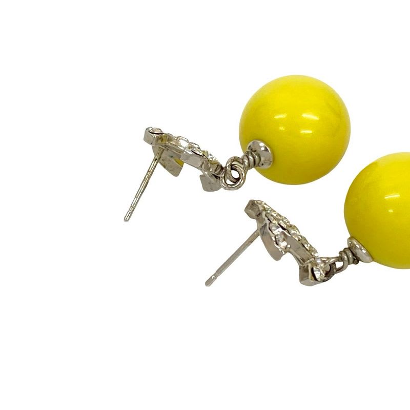 Chanel Coco Mark Motif Metal Rhinestone Earrings Accessories 04A
