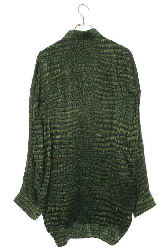 Balenciaga 814121 Trlc7 Animal Print Silk Long Sleeve Shirt Men's XL