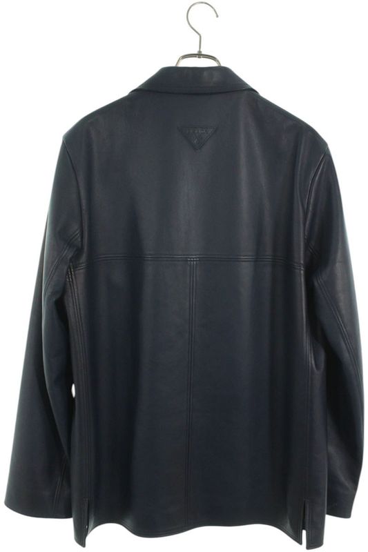 Prada Ups604 S231 13CR Gabardine Nappa Leather Jacket Men's 48