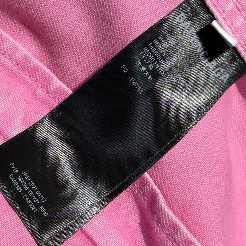 Balenciaga 21ss Front Logo Dyed Pink Denim Jacket 594386 Tew37 32 Pink X Black