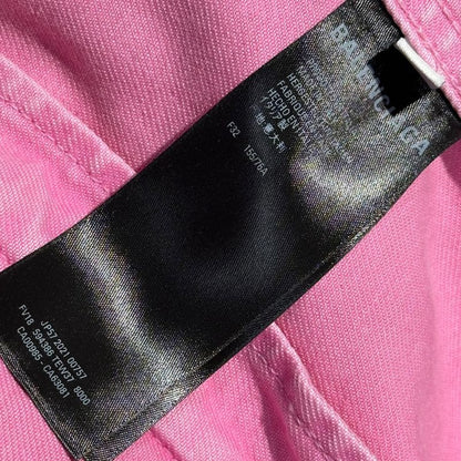 Balenciaga 21ss Front Logo Dyed Pink Denim Jacket 594386 Tew37 32 Pink X Black