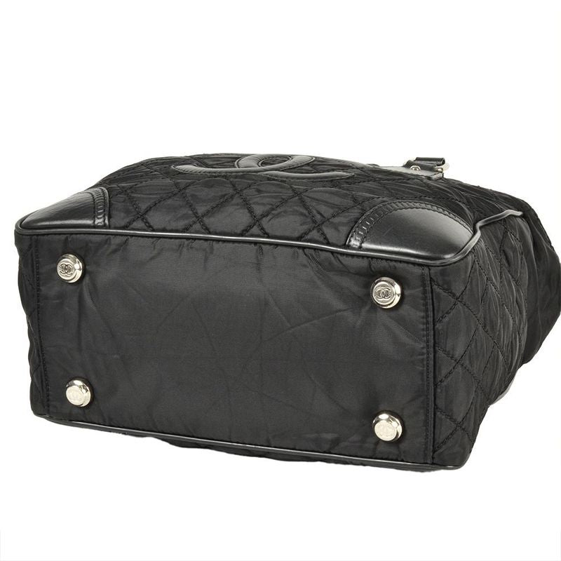 Chanel Paris New York Line Tote Bag Nylon Leather A33100 Black Coco Mark