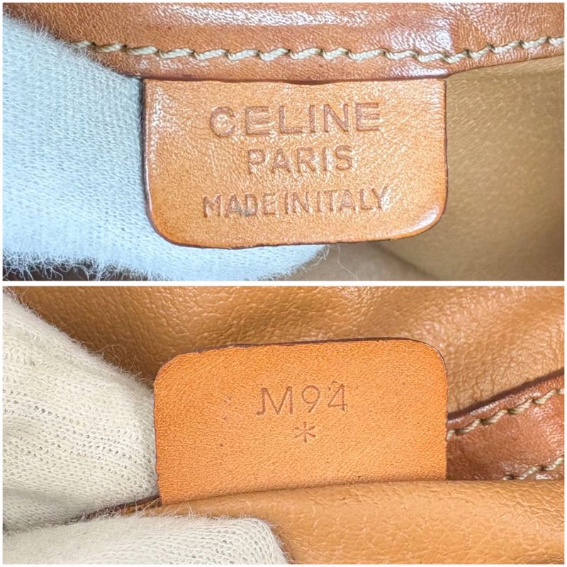 Celine Mini Tote Handbag With Macadam Pattern Triomphe Brown Pvcleather Charm