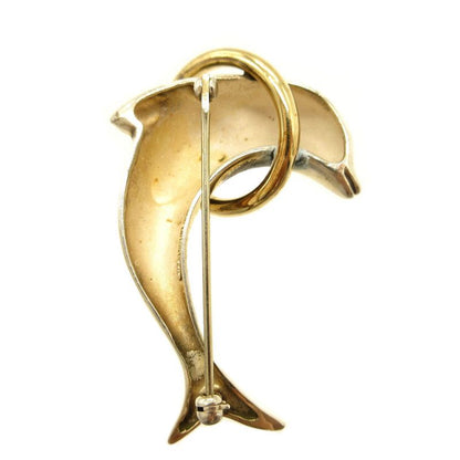 Tiffany & Co Dolphin Silver 925 18K Yellow Gold Silver Gold Brooch 0089 Tiffany