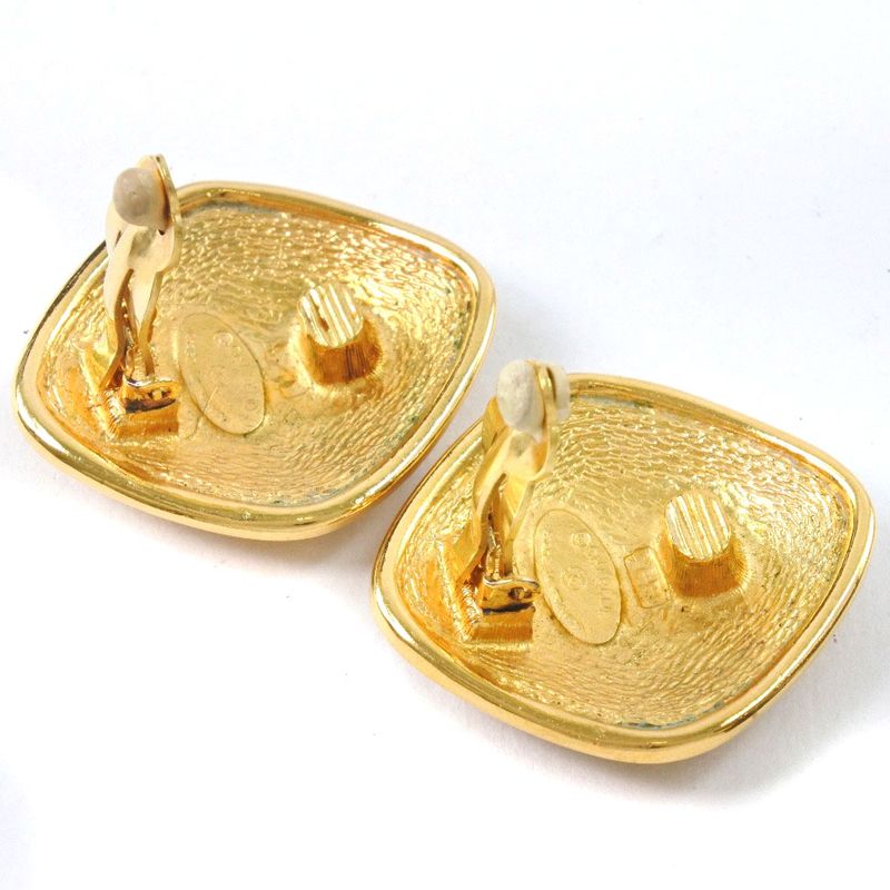 Chanel Coco Mark Rhombus Vintage Gold Plated Gold Ladies 30g Earring