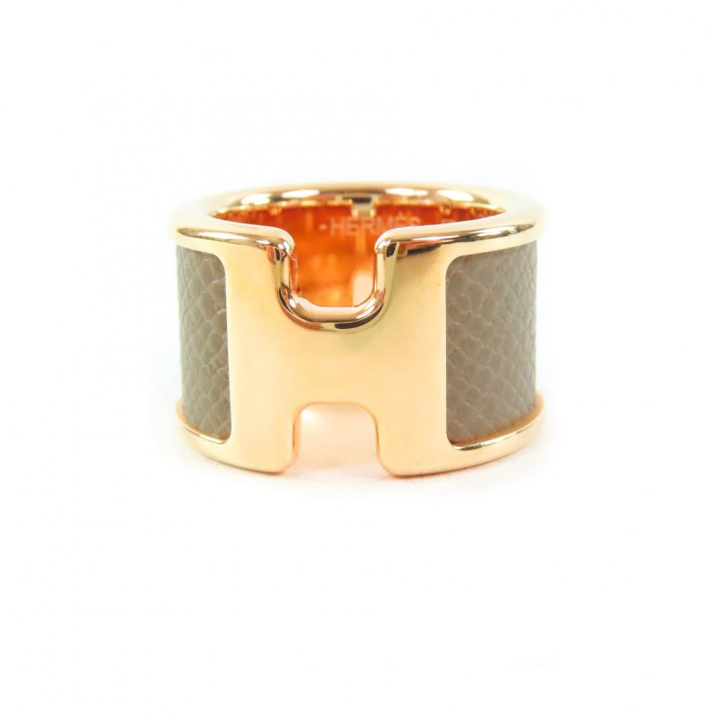 Hermes Olympe GM Etoupe Pink Gold Vaux-madame H Design Ring - Ring XS Size