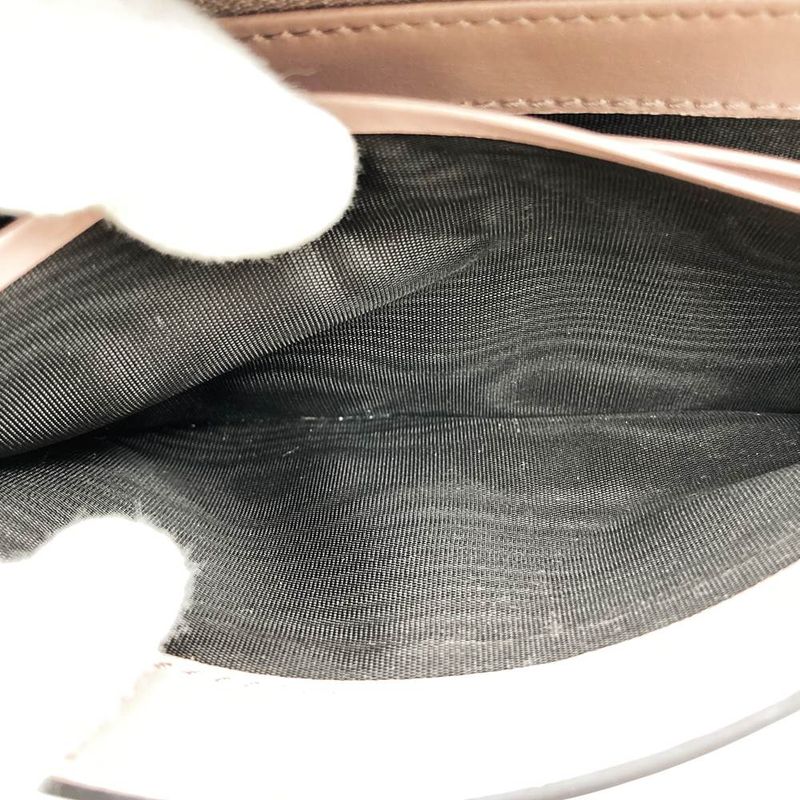 Gucci 388679 2067 Striped Ribbon Long Wallet Pink Beige Leather Women