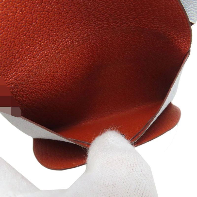 Hermes Calvi Blue Brume Silver Hardware Card Case Chevre Women