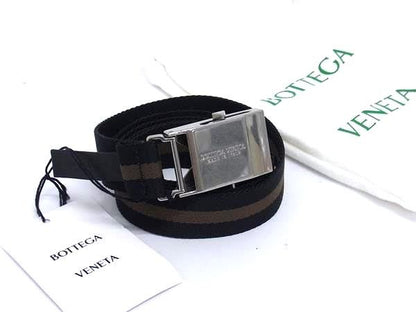 Bottega Veneta Canvas Silver Hardware Belt Men's Black And Brown Fl7597