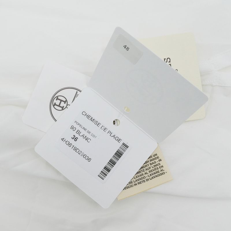 Hermes Chaine D'ancre Short Sleeve Button Shirt 36 White Chemise De