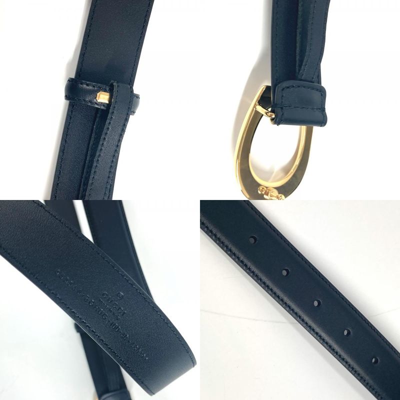 Gucci Belt G Logo Buckle 655566 Leather Black