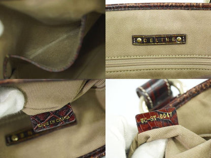 Authentic Celine Macadam Tote Handbag Canvas Beige Macadam Bag Pre-owned