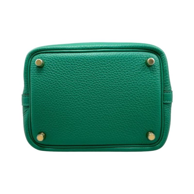 Hermes Handbag Picotin Lock PM W Engraved Taurillon Clemence Vertigo Green Gold