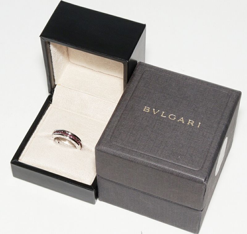 Bulgari Ring 18K White Gold Rhodolite Garnet Bzero1 Ring XS An852563