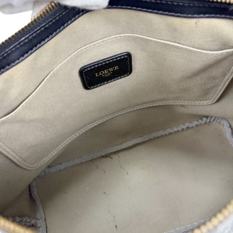 Loewe Mini Tote Bag Repeat Anagram Logo Navy Blue Pvcleather Shoulder Bag With