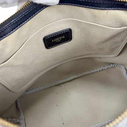 Loewe Mini Tote Bag Repeat Anagram Logo Navy Blue Pvcleather Shoulder Bag With