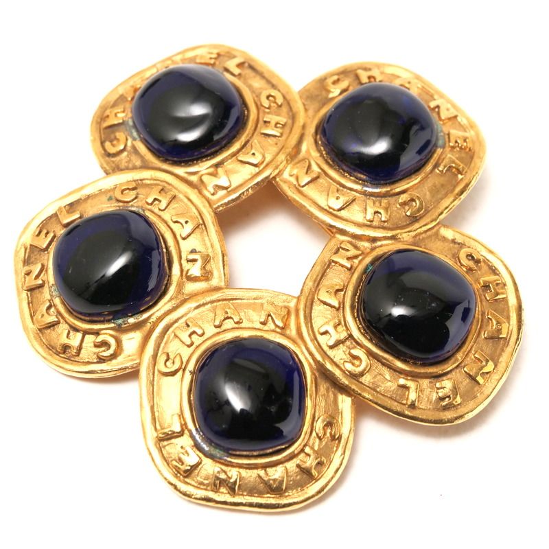 Chanel Vintage Brooch Gripore 26 Navy And Gold Made In France 20240916 Ra1255