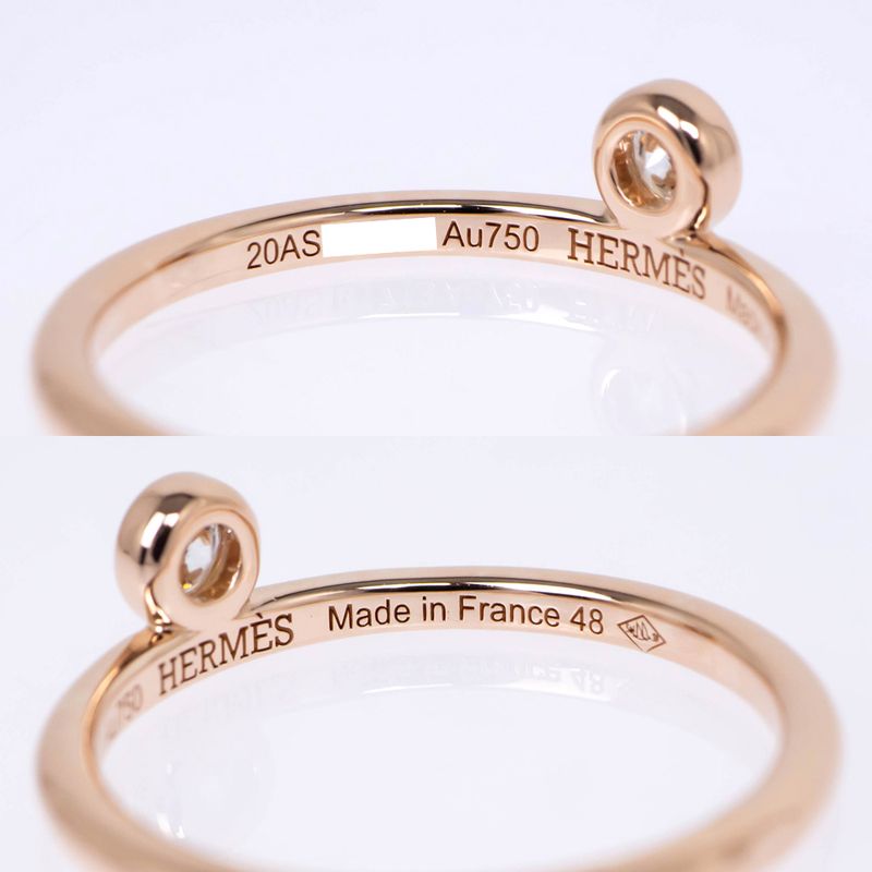 Link-de-Hermes Diamond Ring No 48 750pg 18K Pink Gold Ring Jewelry-