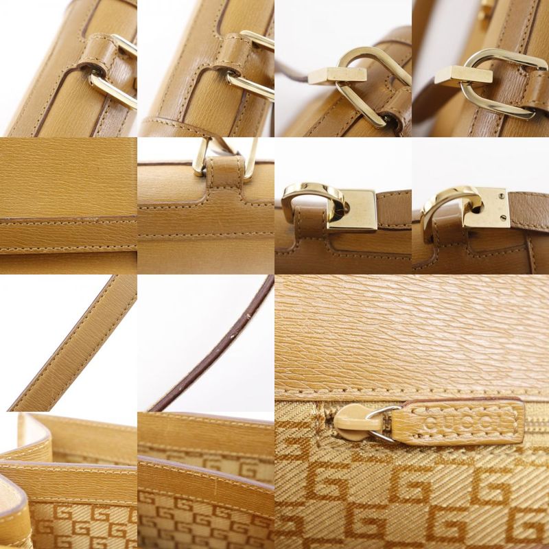 Gucci G Buckle 001.4140 Calf Brown Women Shoulder Bag