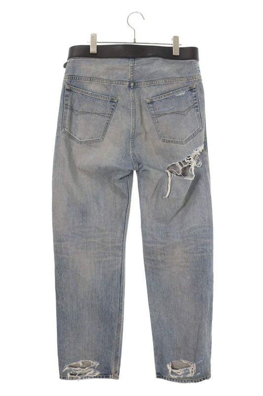 Balenciaga 794217 Tqw55 Belted Vintage Finish Denim Pants Men's
