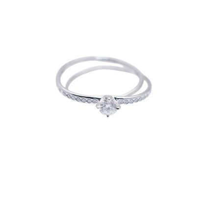 Hermes Vertige Coeur Diamond 030ct 18K White Gold #50 Ring 750wg White Togo