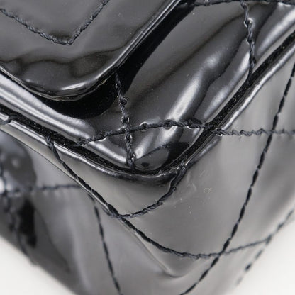 Chanel Chain Shoulder Matelasse Double Flap Patent Leather Black Women's