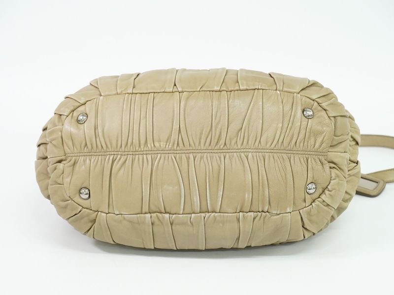 Authentic Prada Nappa Gaufre 2WAY Shoulder Bag Handbag Leather Beige Bn1789