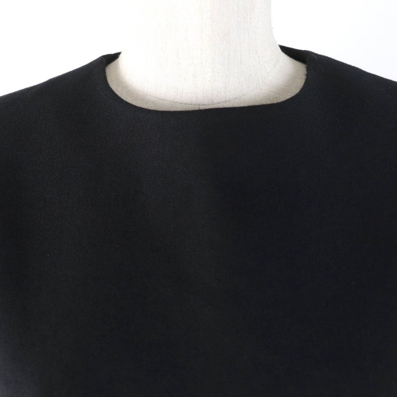 Louis Vuitton Fhdr73qis Wool Silk Blend Leather Short Sleeve Dress Black 34