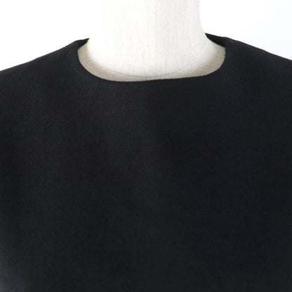 Louis Vuitton Fhdr73qis Wool Silk Blend Leather Short Sleeve Dress Black 34