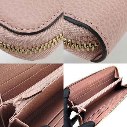 Gucci Long Wallet 449347 Interlocking Leather Pink Gold Hardware Round Zipper