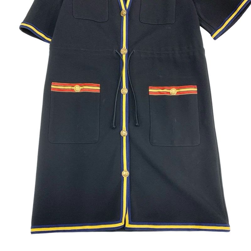 Gucci Dress Rayon Black Taiga Button Short Sleeve