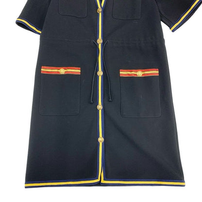 Gucci Dress Rayon Black Taiga Button Short Sleeve