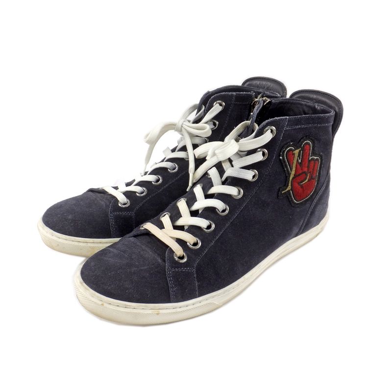 Louis Vuitton High Cut Sneakers - Side Zip Suede Dark Navy - Size 6 1