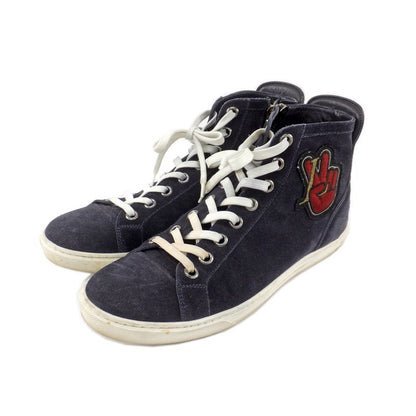 Louis Vuitton High Cut Sneakers - Side Zip Suede Dark Navy - Size 6 1