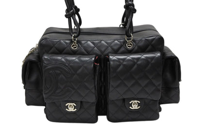 Chanel Cambon Line Multi Pocket Boston Bag Calfskin Black Pink — view 2