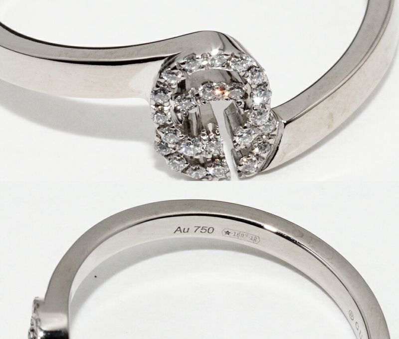 Gucci 18K White Gold Ring With 23 Diamonds (approx 012ct) GG Running Ring Width