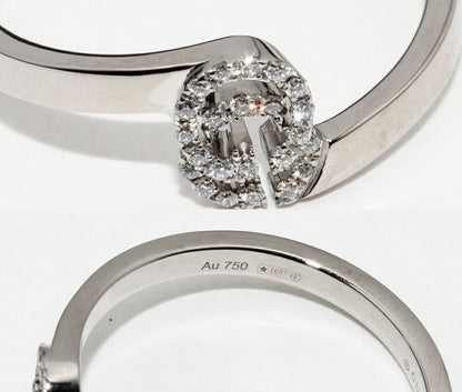 Gucci 18K White Gold Ring With 23 Diamonds (approx 012ct) GG Running Ring Width