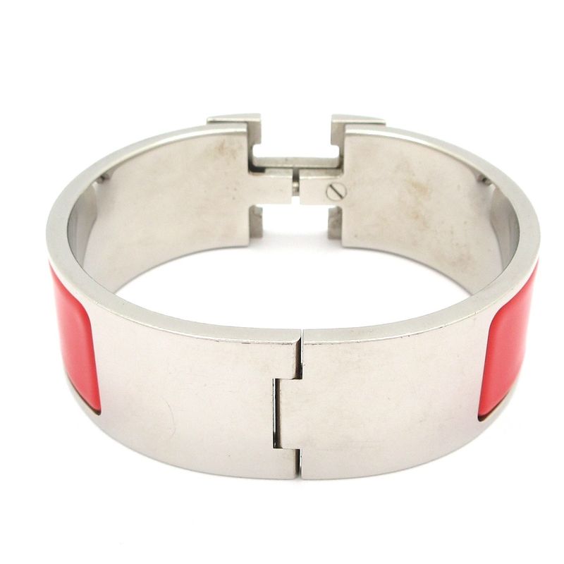 Hermes Bangle Click Clack H Silver X Red