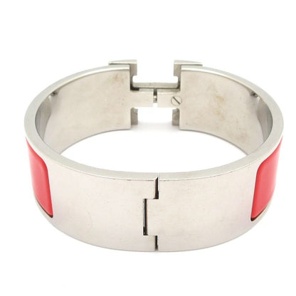 Hermes Bangle Click Clack H Silver X Red