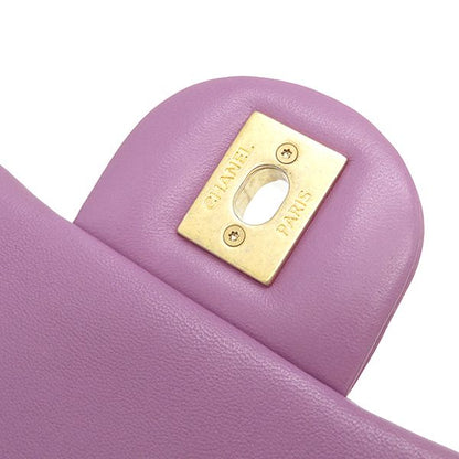 Chanel Shoulder Bag Matelasse Small Flap Lambskin Purple Gold Hardware Chain