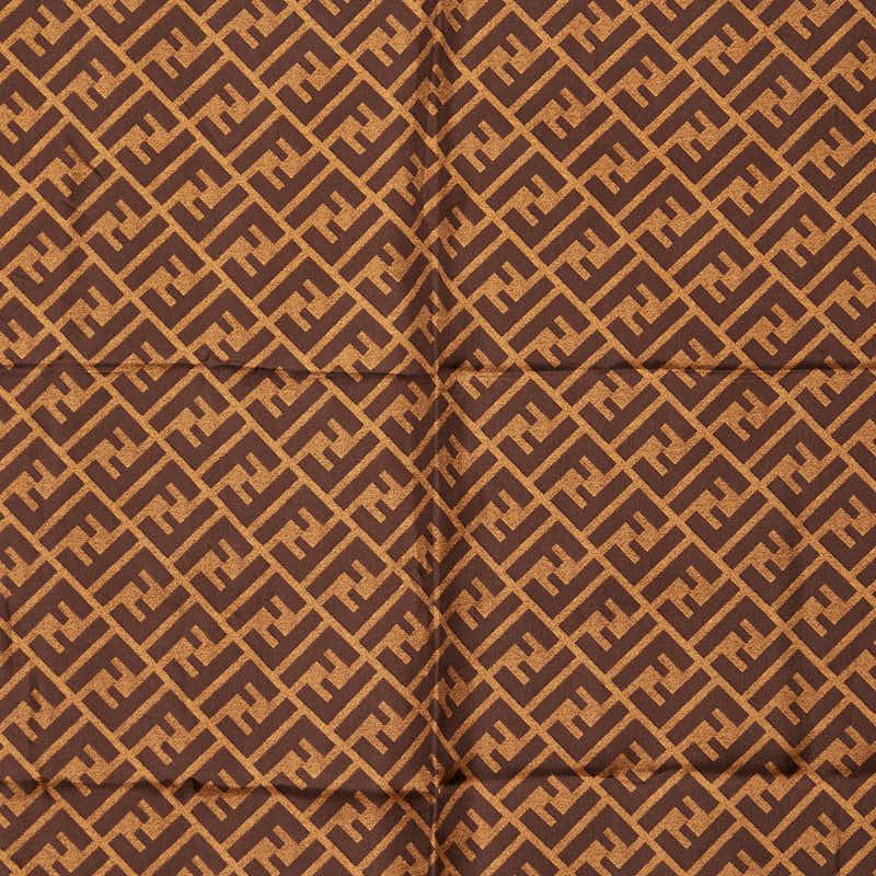 Fendi Zucca Brown Navy Silk Women's Fendi