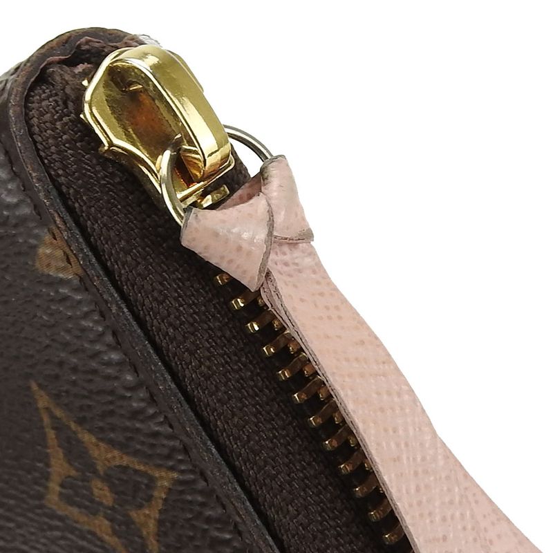 Louis Vuitton Portefeuille Clemence M61298 Monogram Rose Ballerine Brown Gold