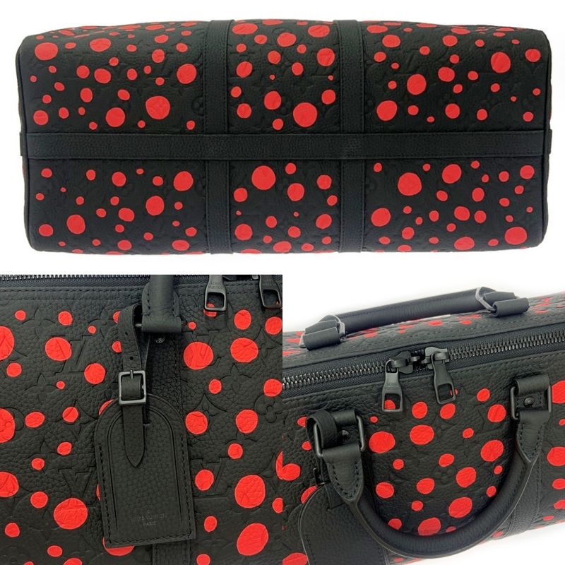 Louis Vuitton M21674 Monogram Keepall Bandoliere 50 X Yayoi Kusama Black 395914
